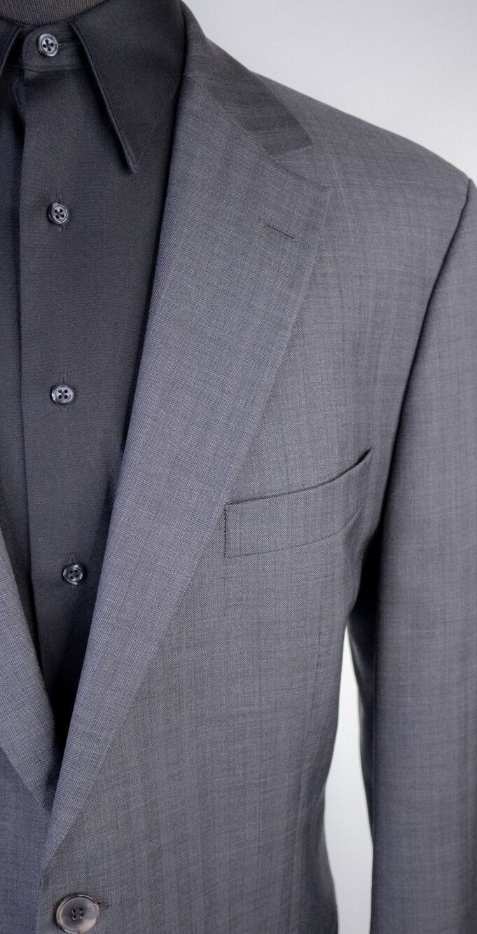 Hugo Boss 2-Pcs Gray Suit Super 100 Wool Jacket Blazer Sz 46L Pants 42X33 - Picture 4 of 16